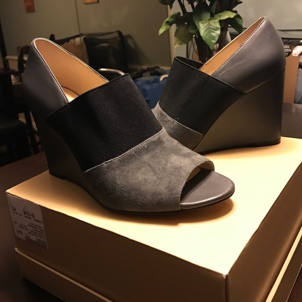 Karl lagerfeld Paris Black open toe wedge